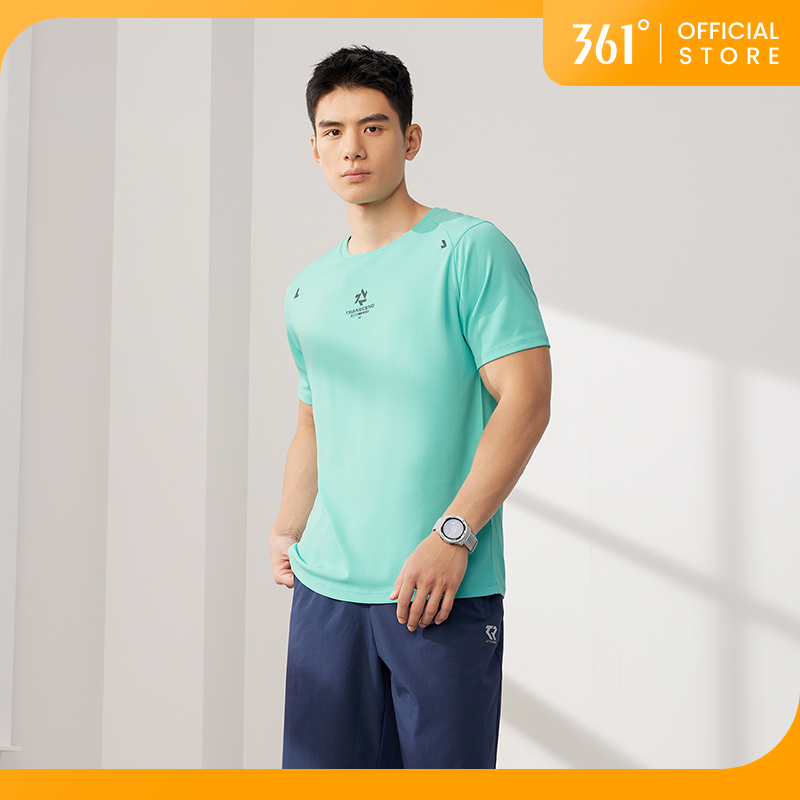 361 Degrees เสื้อยืดกีฬาชาย เสื้อผ้าวิ่ง น้ำหนักเบา แห้งเร็ว ระบายอากาศได้ดี แขนสั้น ยืดหยุ่น 652524130