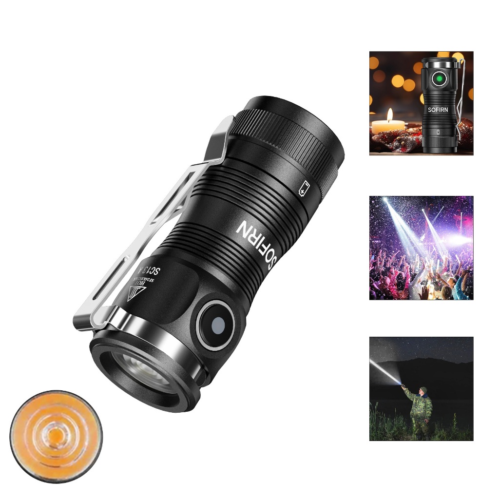 SOFIRN SC13A ไฟฉาย LED ขนาดเล็ก Anduril UI, Bright 1300 Lumens EDC พวงกุญแจไฟฉาย