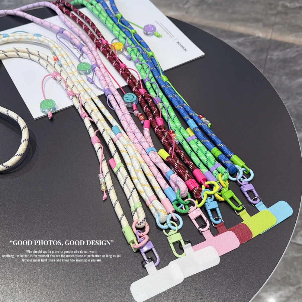 ใหม่ทอปรับโทรศัพท์มือถือเชือกเส้นเล็ก กระเป๋าสะพายข้าง สามารถถือที่มีสีสันโทรศัพท์เชือกเส้นเล็กสายคล้องแขวนโซ่ยิ้มใบหน้าจี้