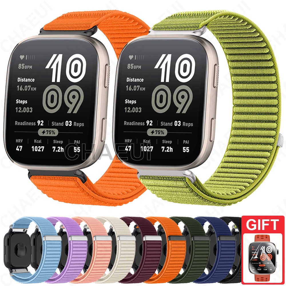 สายถักสร้อยข้อมือทอสายรัดข้อมือไนลอนอุปกรณ์เสริมสําหรับ Amazfit Bip 6 5 Unity 3 U Pro S / GTS 4 Mini GTS 3 2