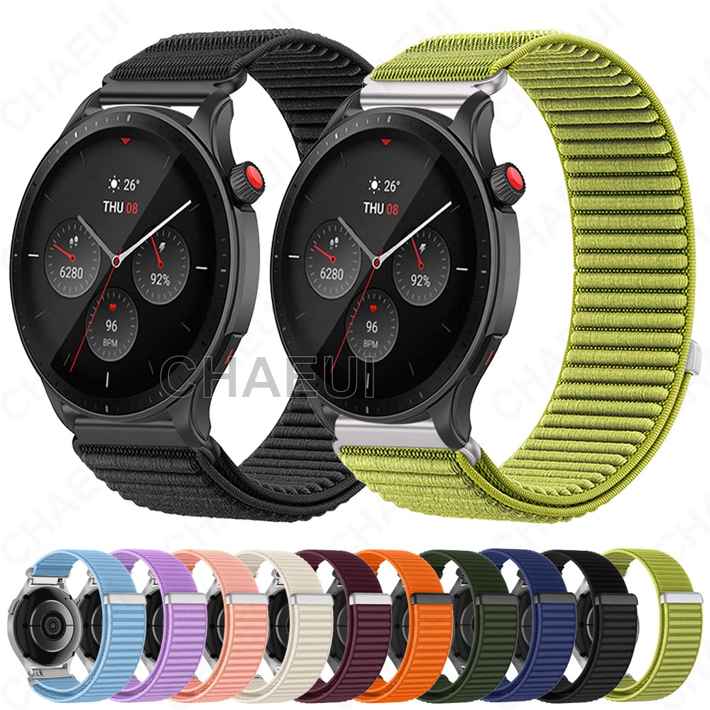 สายถัก สร้อยข้อมือทออุปกรณ์เสริมสายรัดข้อมือไนลอนสําหรับ Amazfit GTR 4 3 Pro 2 / Balance 2 / Cheetah Pro / GTR Mini / Active 2