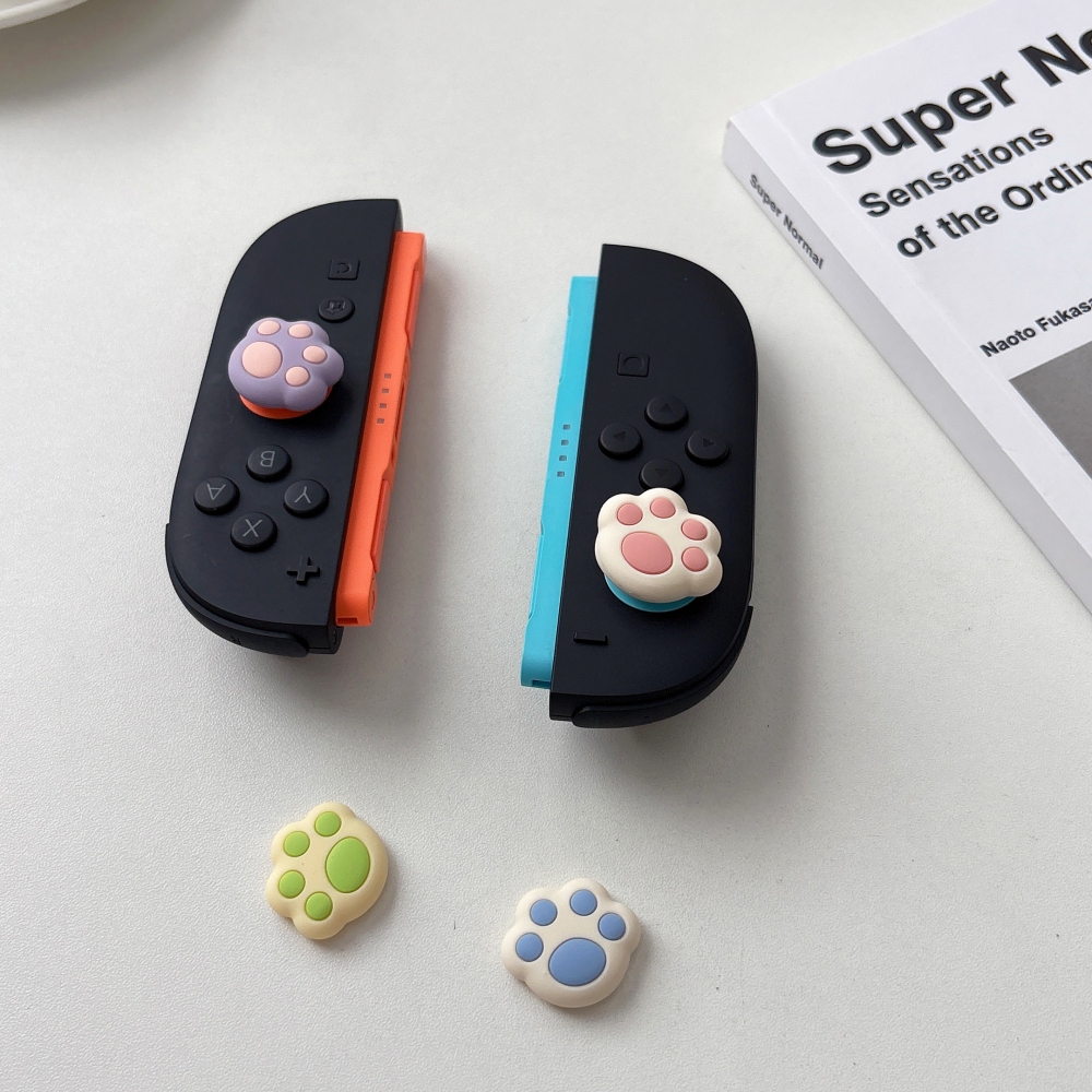 4 ชิ้น/ล็อต Cat Claw Shell สตรอเบอร์รี่ Star Bear ซิลิโคนนุ่ม Thumb Stick Grip Cap จอยสติ๊กสําหรับ Nintendo Switch 2 (2025) switch2 Controller - รูปที่ 4