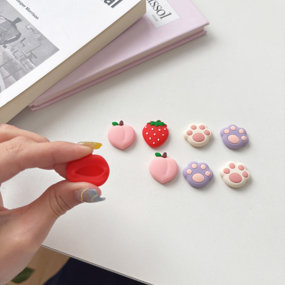 4 ชิ้น/ล็อต Cat Claw Shell สตรอเบอร์รี่ Star Bear ซิลิโคนนุ่ม Thumb Stick Grip Cap จอยสติ๊กสําหรับ Nintendo Switch 2 (2025) switch2 Controller - รูปที่ 2
