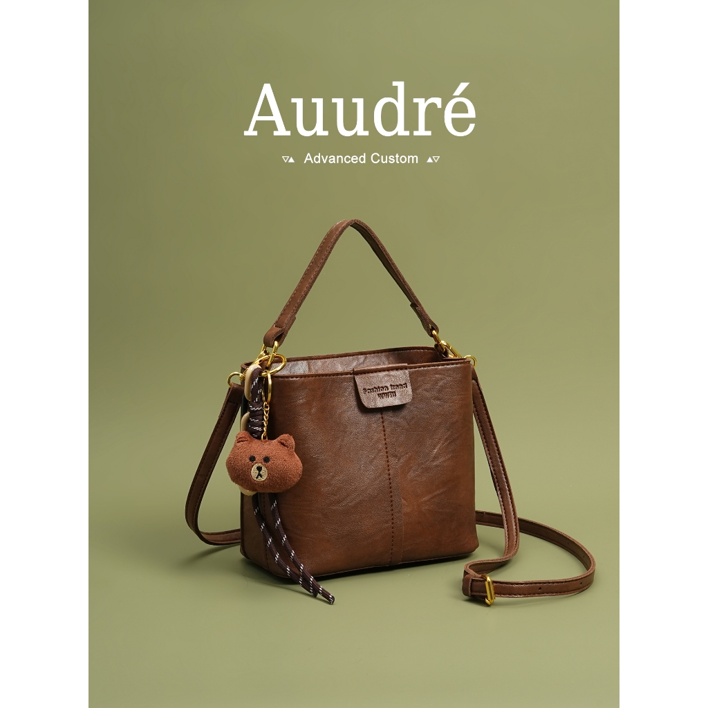 Auudre Premium Texture Retro Portable Bucket Bag Female Commuter Crossbody Bag