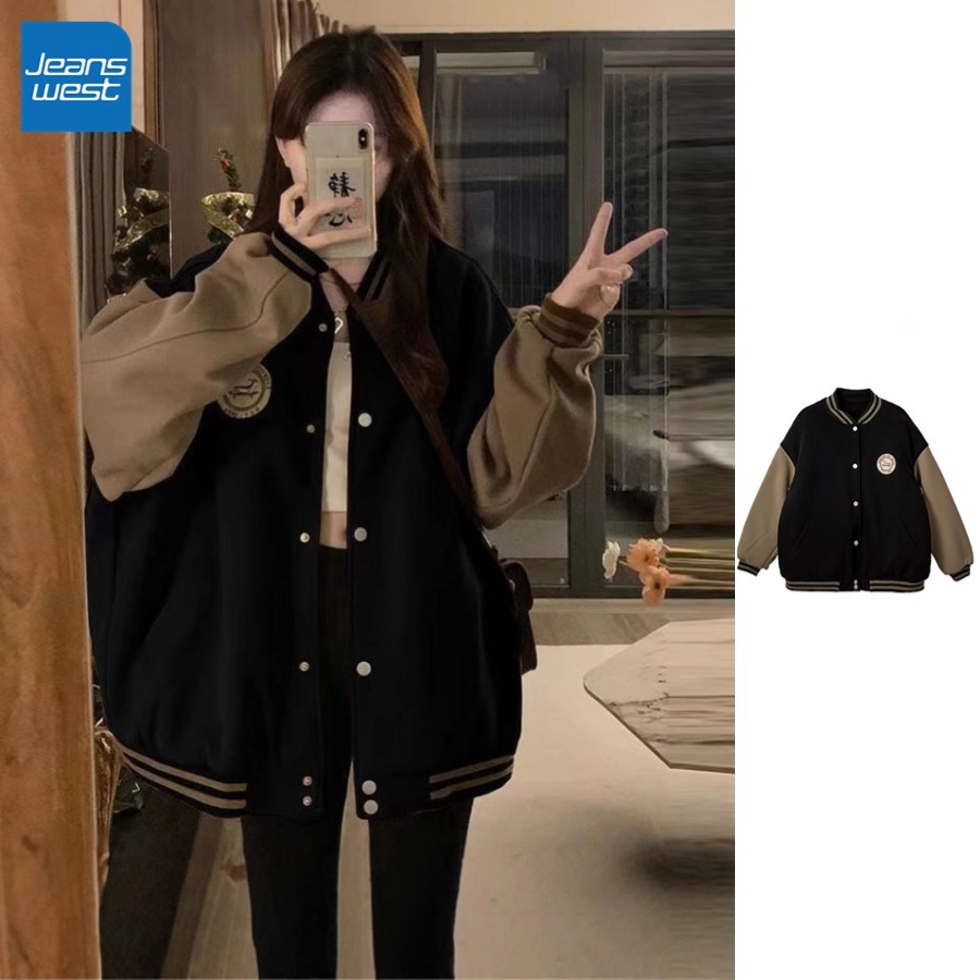 Jeanswest เสื้อเบสบอล 2025 ใหม่ล่าสุด หนาย้อนยุคทรงโอเวอร์ไซส์ สไตล์อินสตาแกรม สวมสบายไว้สวมชั้นนอก