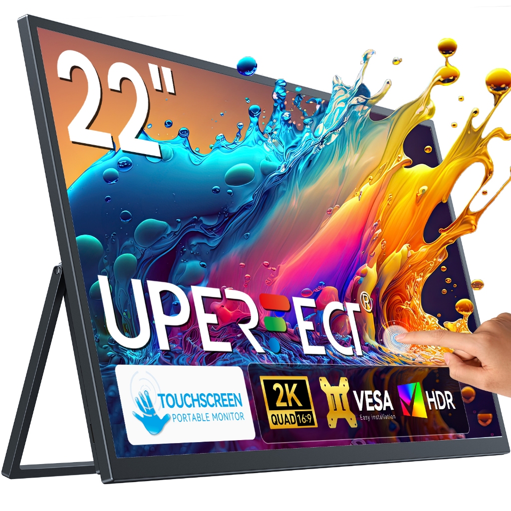 Uperfect Umax 22 นิ้ว Touch แบบพกพา 2560*1440/300 ไข่เหา/100% sRGB/พร้อมขาตั้ง VESA Gaming Monitor ค
