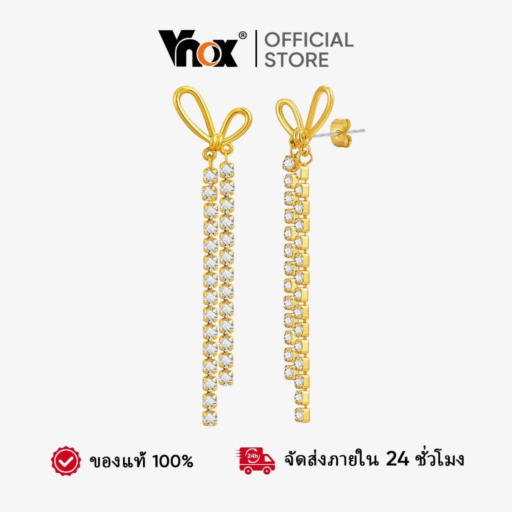 Vnox Zircon Cubic ผีเสื้อโบว์จี้ต่างหูผู้หญิงหญิง Shiny Gold Plated Hypoallergenic ประณีตแฟนวันเกิดเครื่องประดับของขวัญ