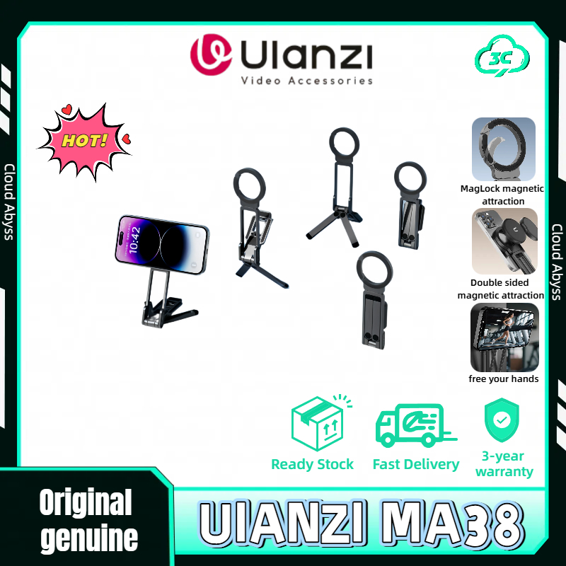 Ulanzi MA38 หัวเข็มขัดปีนเขาขาตั้งโทรศัพท์แม่เหล็ก MagLock ขาตั้งกล้องถ่ายภาพแบบพกพาเหมาะสําหรับ iPh