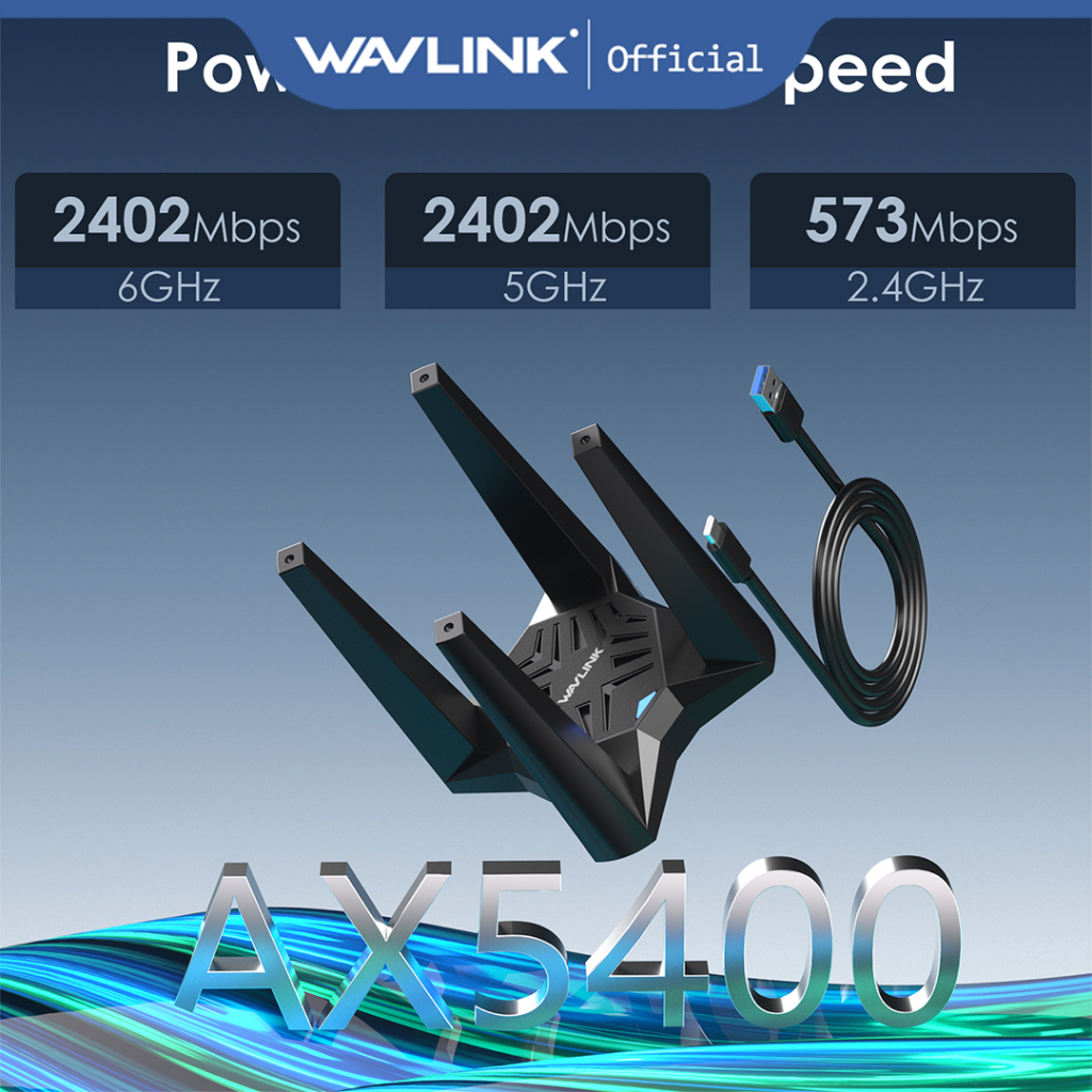 Wavlink WIFI 6E AX5400 อะแดปเตอร์ USB 3.0 Tri-band 2.4G 5G 6G รองรับ 5400Mbps รับสัญญาณโหมด AP สําหร