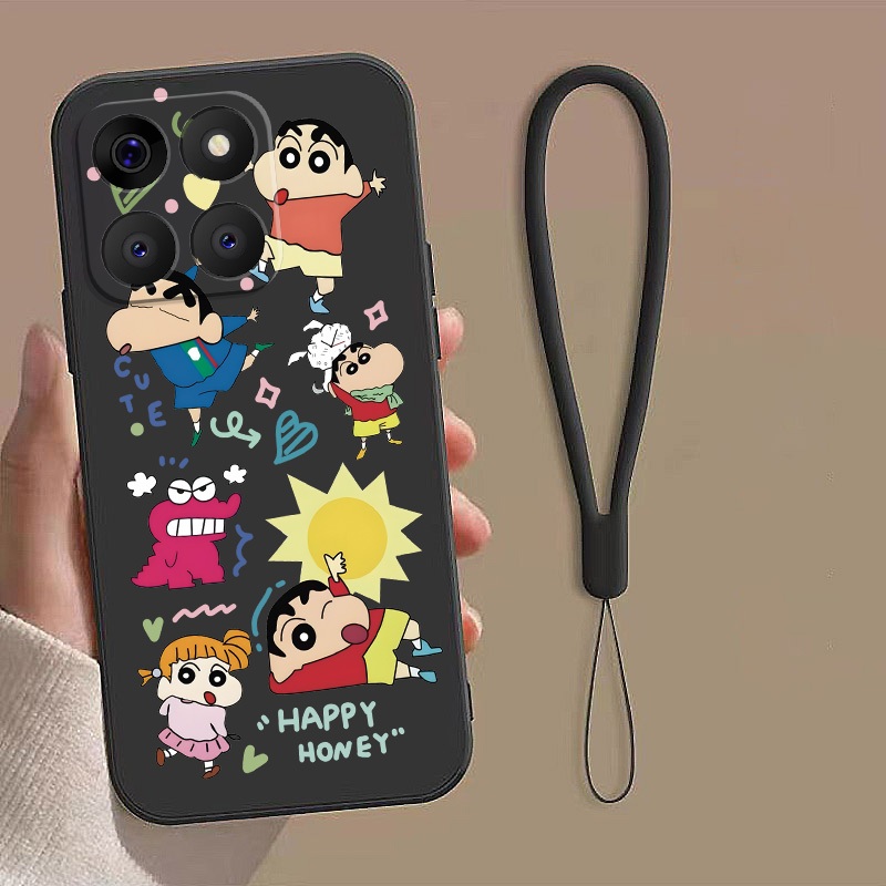 Honor 400 Smart Honor X7d Happy Crayon Shin-chan Matte Soft Case Fun ฝาครอบยืดหยุ่นคลาสสิกอะนิเมะปลอ