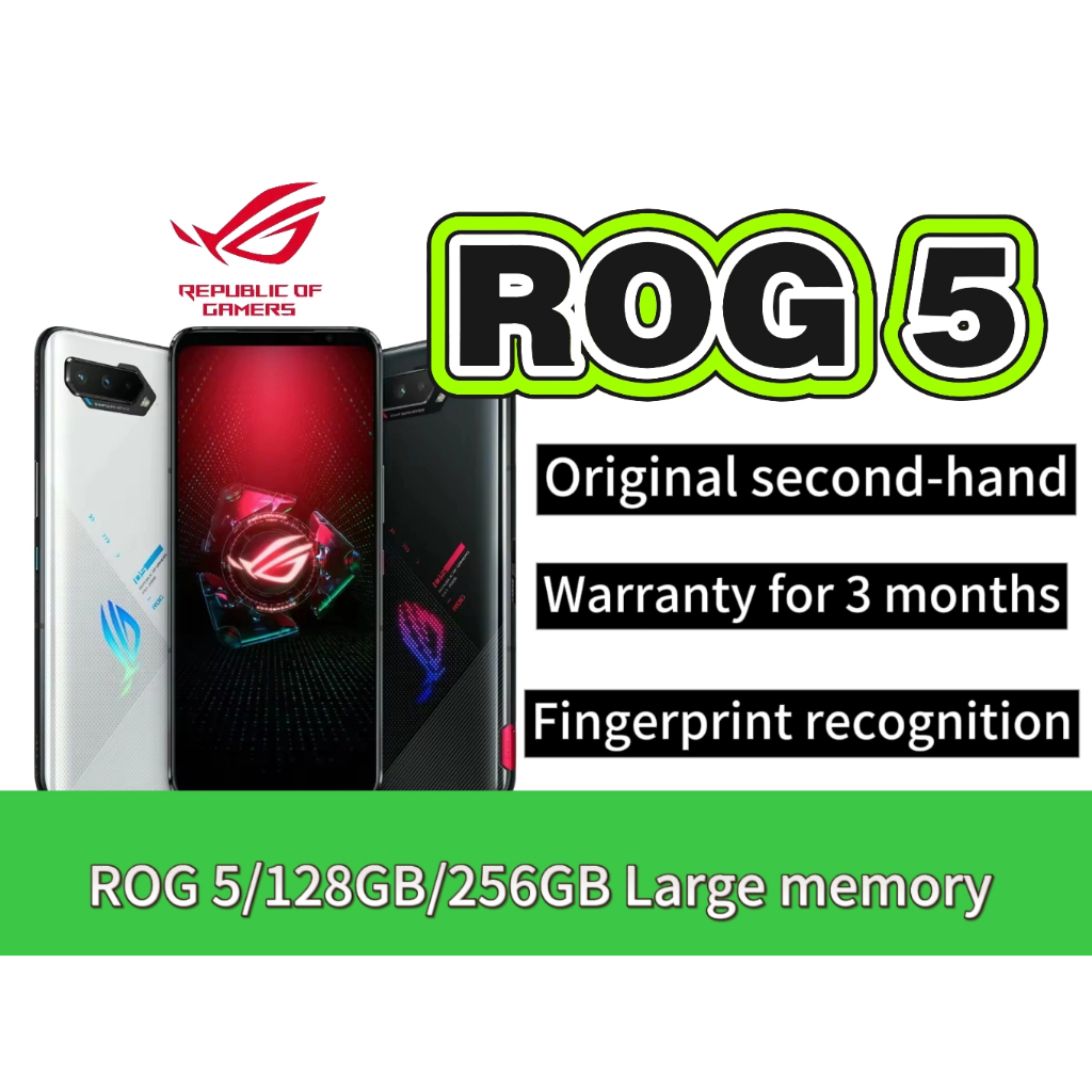 โทรศัพท์สําหรับเล่นเกม Asus ROG 5 Rog มือสอง 128Gb 256GB โทรศัพท์เกม 5G มือสอง