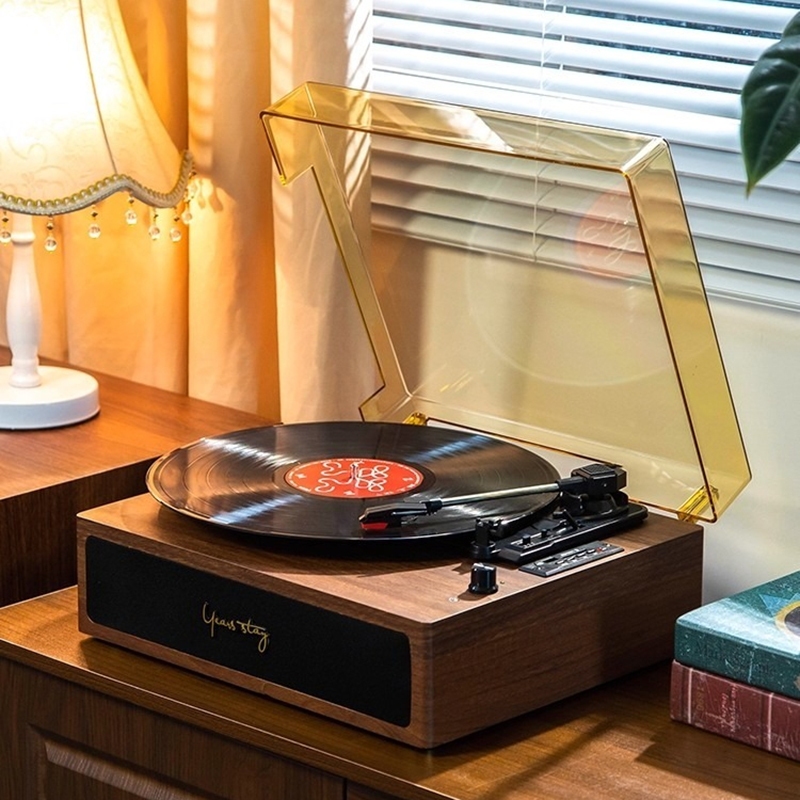 Middix เครื่องเล่นแผ่นเสียงไวนิลลําโพงบลูทูธลําโพงในตัวพร้อมเอาต์พุต USB RCA แผ่นเสียงย้อนยุค