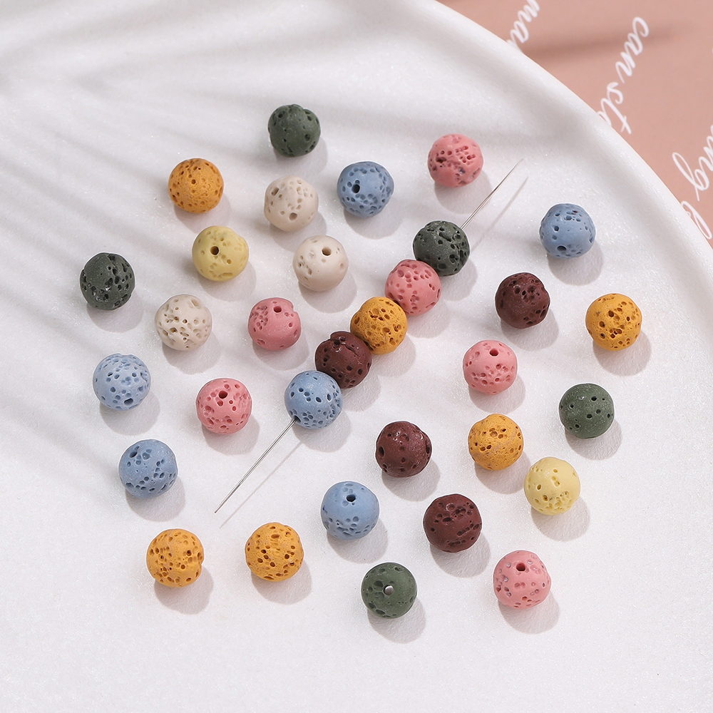St.kunkka 4-10 มม. 5-10 ชิ้น หินภูเขาไฟ ลูกปัดกลม ลูกปัด สำหรับสร้อยข้อมือสร้อยคอ DIY — صورة 4