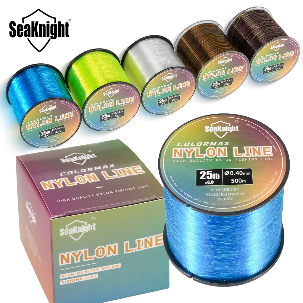 SeaKnight COLORMAX สายตกปลาไนลอน 500M Smooth Monofilament สายตกปลา Super Strong ปลาคาร์พตกปลาตกปลาทะเล 2-35LB