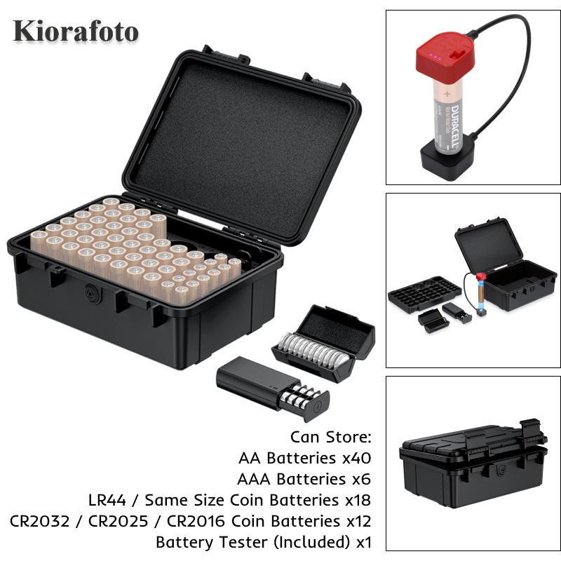Kiorafoto แบตเตอรี่กล่องเก็บสําหรับ AA AAA แบตเตอรี่และ LR44 CR2032 CR2025 CR2016 AG13 A76 SR44 SG13