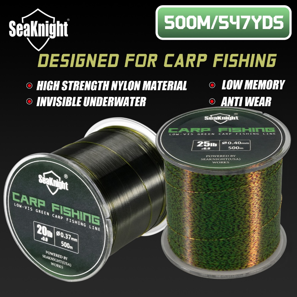 Seaknight ปลาคาร์พสายตกปลา 500M Super Strong ไนลอน Monofilament สายตกปลาน้ําจืดน้ําเค็มตกปลาทะเลลวด 10-25LB