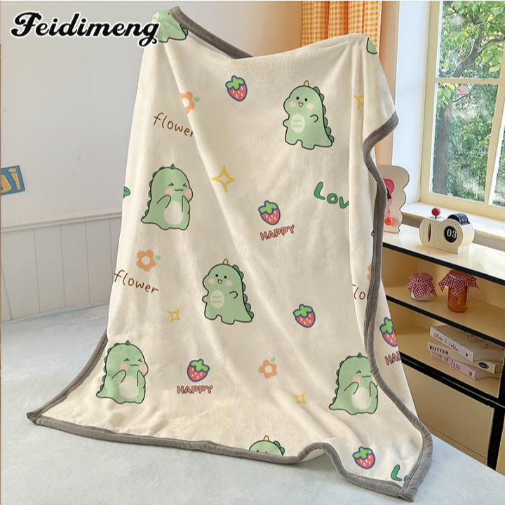 FDM  ผ้าห่มนมกำมะหยี่ลายการ์ตูนสุดน่ารัก ขนาด 4ฟุต 5ฟุต 6ฟุต พกพาสะดวก นุ่มนวล ใช้ได้ทั้งสี่ฤดู