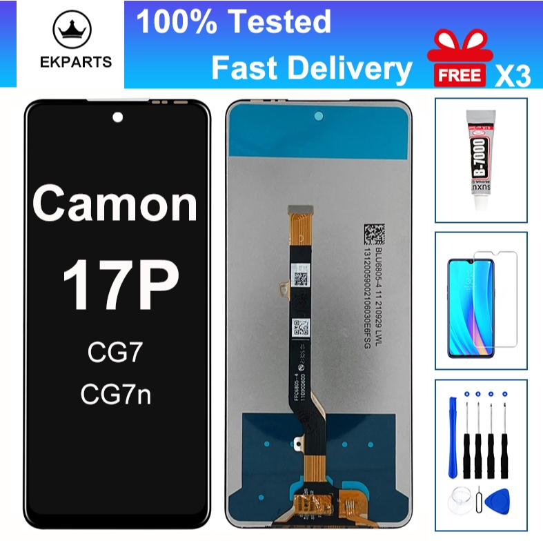 6.8 "หน้าจอสําหรับ Tecno Camon 17P 17 P CG7 CG7n จอแสดงผล LCD Touch Screen Digitizer Assembly อะไหล่