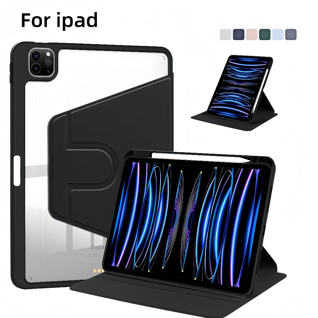 เคสแท็บเล็ต 360 องศาพร้อมที่วางปากกาสําหรับ iPad mini 4 5 6 Air1 Air2 9.7 2017 2018 iPad5 iPad6 Pro 9.7 iPad 7th 8th 9th Gen 10.2 Air3 Pro 10.5 Air4 Air5 Air6 iPad10 10.9 Pro11 Pro1