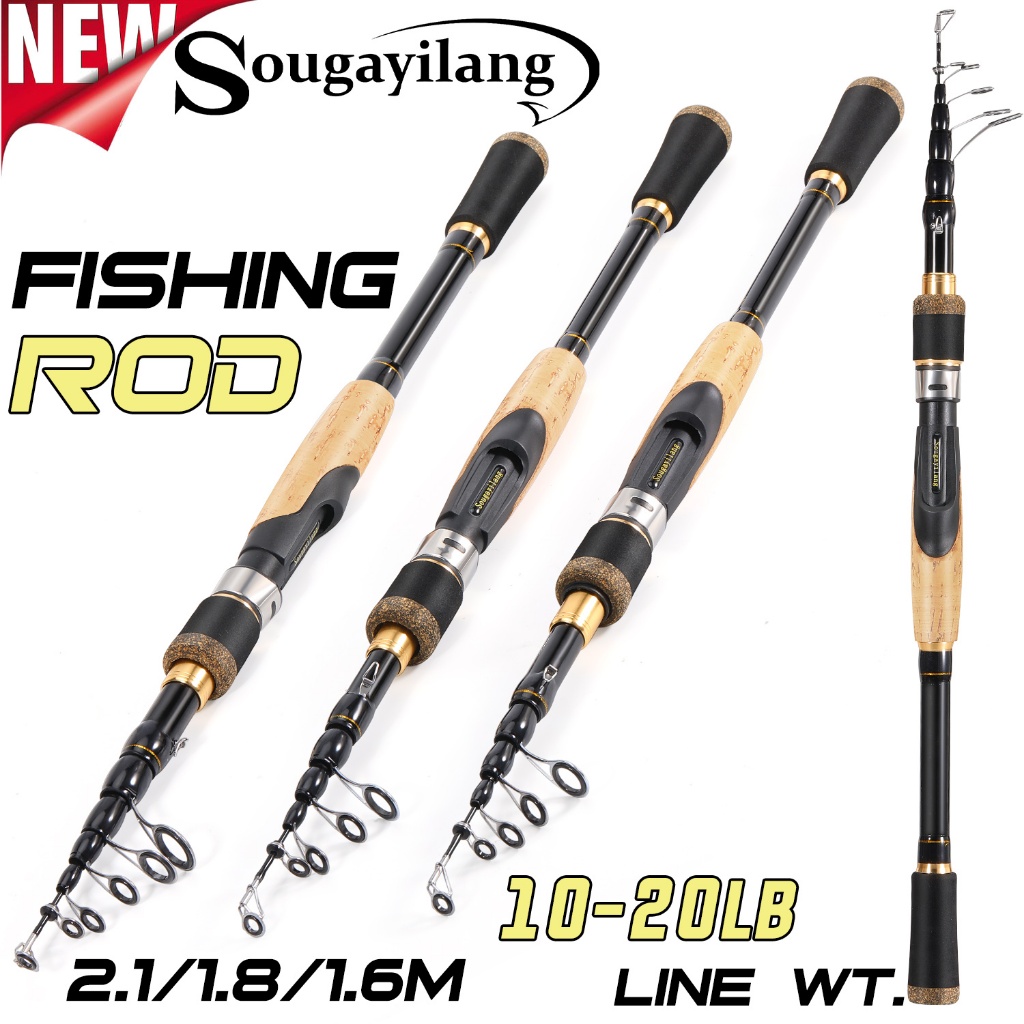 Sougayilang ไม้ยิง spinning/casting ขนาด 1.6M/1.8M/2.1M ท่อนไม้ยืดหดได้ ก้านคาร์