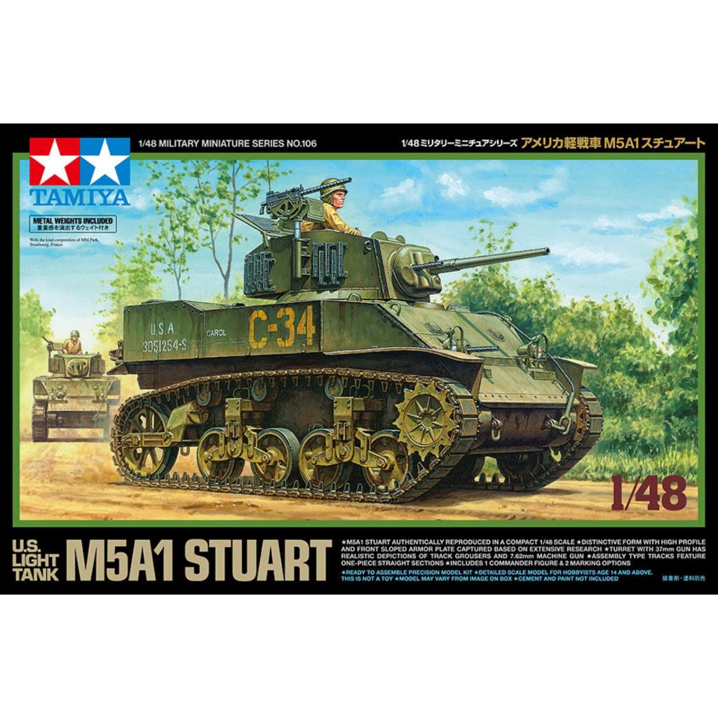 Tamiya 32606 1/48 Scale Military Model Kit WWII US Light Tank M5A1 Stuart