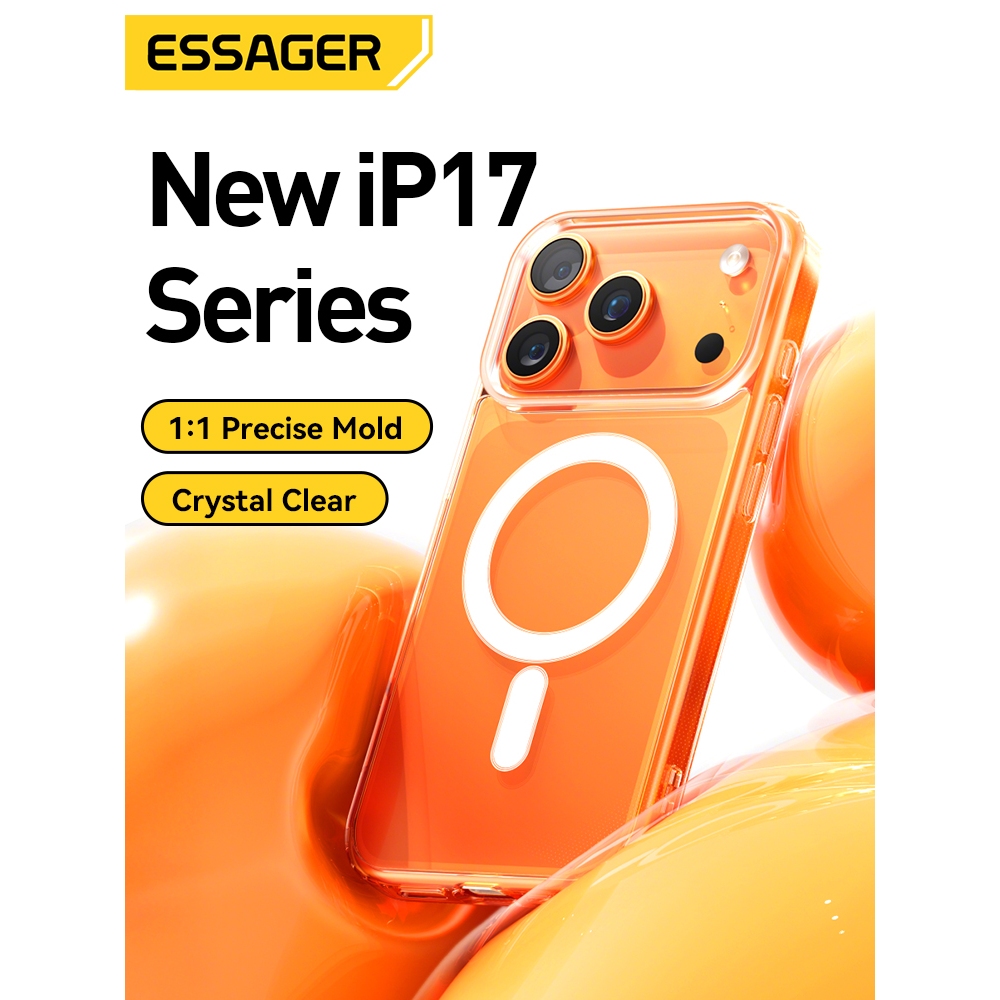 Essager Magnetic Crystal Clear รวมทุกอย่างเคสโทรศัพท์สําหรับ iP 17 Pro Max Non-y