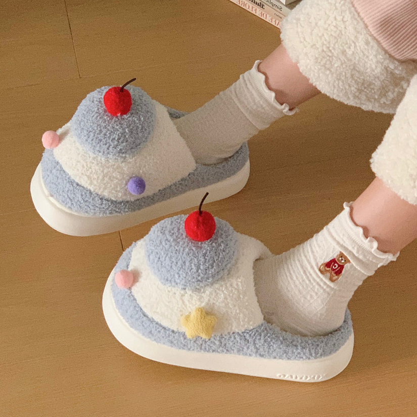 XIXITIAO รองเท้าแตะผ้าฝ้าย Soft Sole Warm สุภาพสตรีนักเรียนฤดูหนาวสไตล์ใหม่ Home