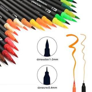 ปากกาเคมี สองหัว ปากกาเมจิก ปากกาสี มาร์กเกอร์ มาร์คเกอร์ marker 12-100สี acrylic marker สําหรับเรียนวาดรูป