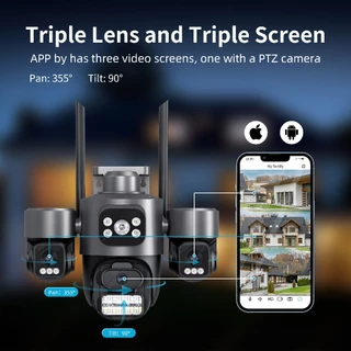 LLSEE ICSEE 3 กล้อง 3 ภาพ 6K HD 12MP CCTV ไร้สาย wifi กลางแจ้งกันน้ำ AI ตรวจจับ การติดตามการเคลื่อนไหว การมองเห็นยามค่ำคืนแบบสี 360 กล้องวงจรปิด แจ้งเตือน โทรสองทาง