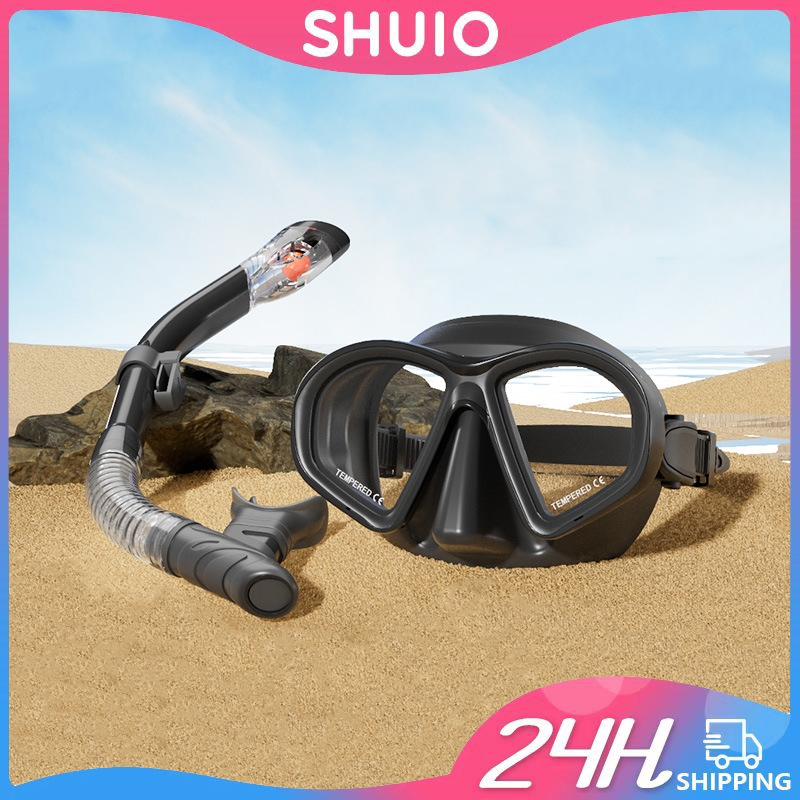 SHUIO Professional ชุดหน้ากากดำ้น้ํา พร้อมเลนส์นิรภัย ต้านหมอกและหยดน้ํา ใช้งานสะดวกในการชมปะการัง