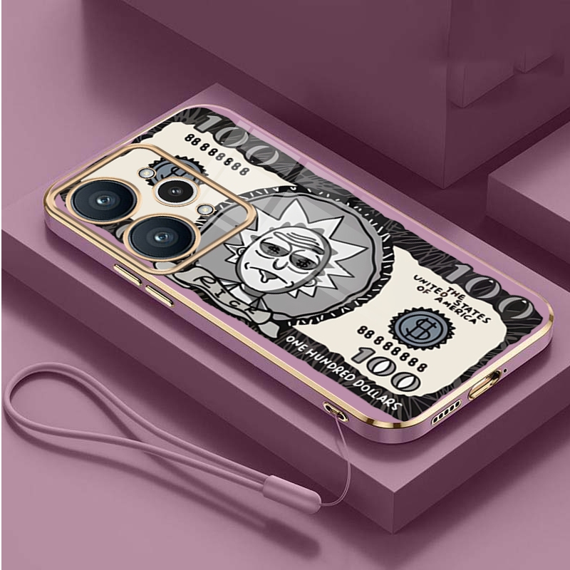 Realme 15 Pro 15Pro Rick Cartoon Designed Dollar Bill Case Candy Colore Square Soft Cover
