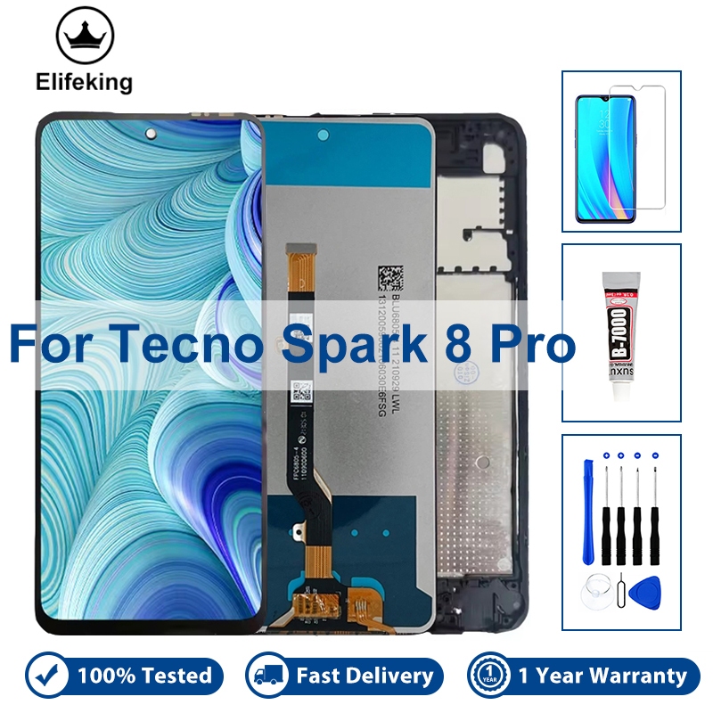 คุณภาพดี LCD สําหรับ Infinix Tecno Spark 8 Pro KG8 จอแสดงผล Touch Screen Digitizer พร้อมกรอบประกอบเป
