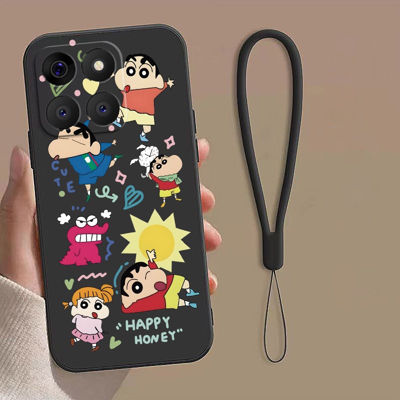 Honor 400 Smart Honor X7d Happy Crayon Shin-chan Matte Soft Case Fun ฝาครอบยืดหยุ่นคลาสสิกอะนิเมะปลอ