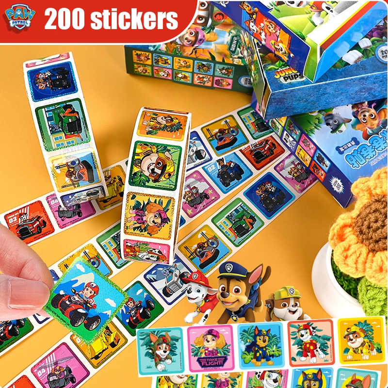 เเถมติด 200ชิ้น/ม้วน!!พร้อมส่ง สติ๊กเกอร์ Thank Youสําหรับตกแต่งสแครบบุ้คสติ๊กเกอร์ขอบคุณPAW Patrol Sticker