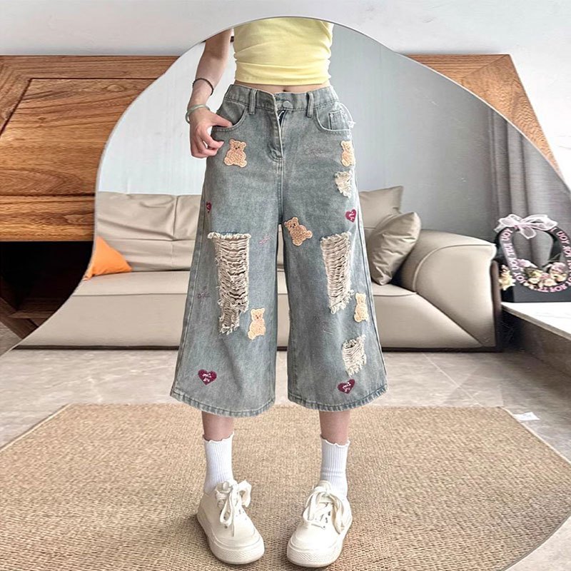 TAYCEN S-4XL(24-33) Plus size ผู้หญิง ยีนส์ขาสั้น  กางเกงยีนส์ ขาสั้น พลัสไซส์ วินเทจ ฉีกขาด