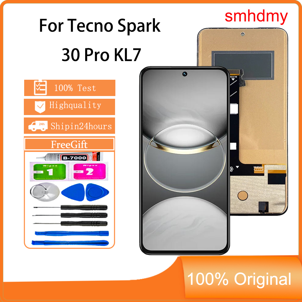 Smhdmy Ori AMOLED สําหรับ Tecno Spark 30 Pro KL7 เปลี่ยนหน้าจอสัมผัส LCD