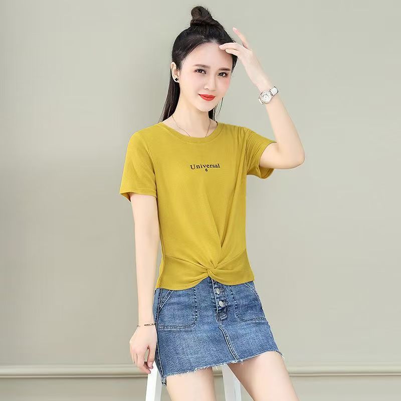เสื้อยืดสั้นสลิมฟิต แฟชันลำลอง ไซส์พิเศษ สำหรับผู้หญิง