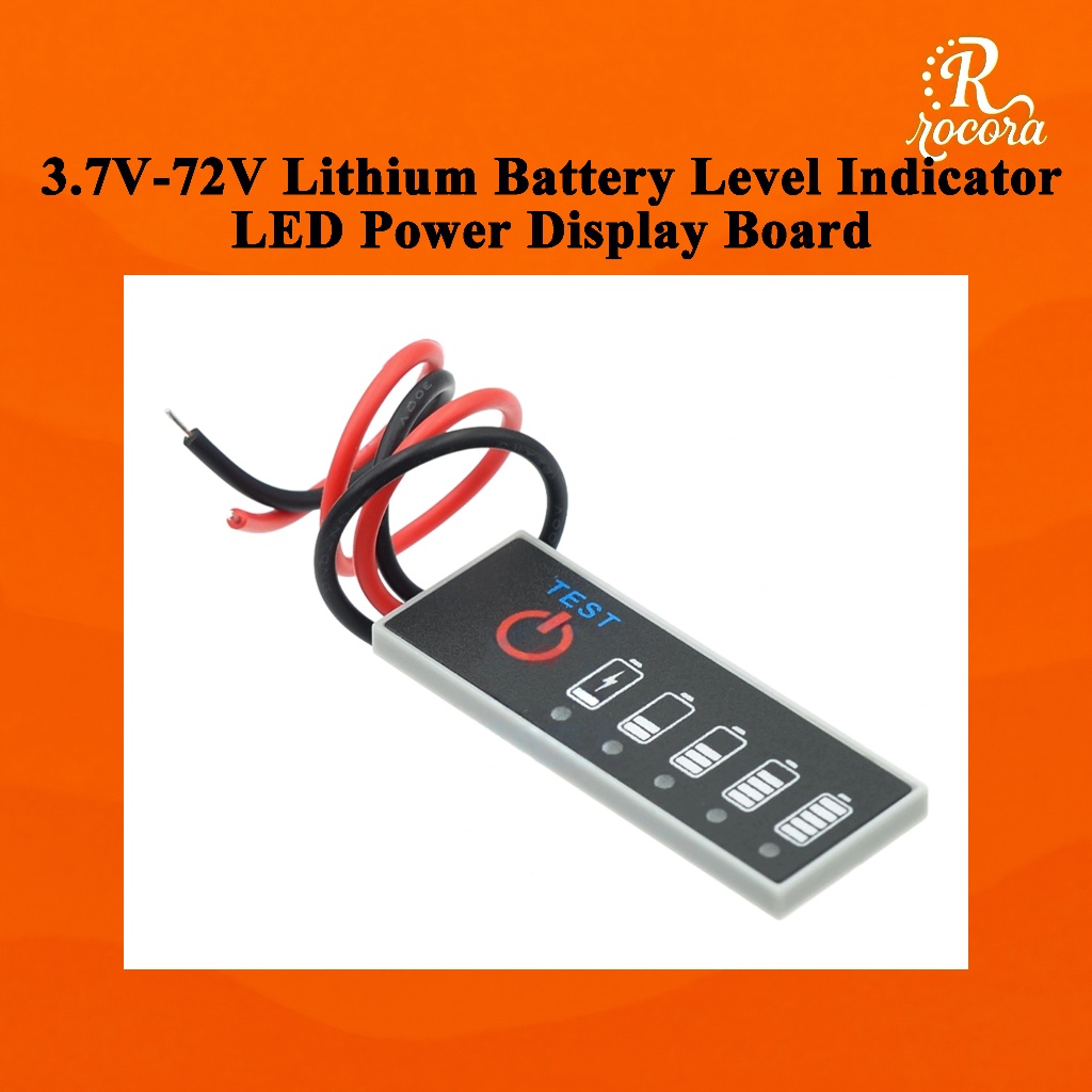 แผงแสดงระดับแบตเตอรี่ 3.7V-72V พร้อมไฟ LED ใช้ได้กับแบตลิเธียม 12V ตะกั่วกรด และ LiFePO4