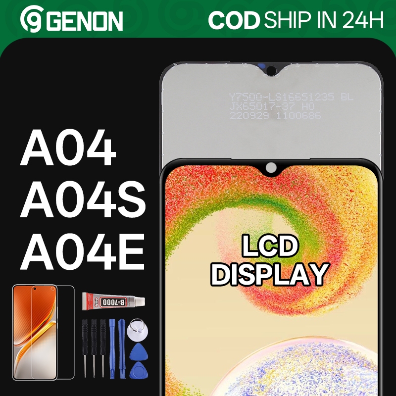 Genon PLS LCD สําหรับ Samsung Galaxy A04 / A04s / A04e จอแสดงผล LCD หน้าจอสัมผัสพร้อมกรอบอะไหล่ทดแทน