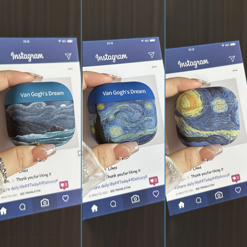 Van Gogh Starry Sky ภาพหูฟังสําหรับ AirPodsPro3 2025 สไตล์ใหม่ Frosted หูฟังป้องกันกรณีสไตล์ใหม่สําหรับ AirPodsPro4 หูฟังป้องกันกรณีใช้งานร่วมกับ AirPodsPro กรณี AirPods2gen กรณี