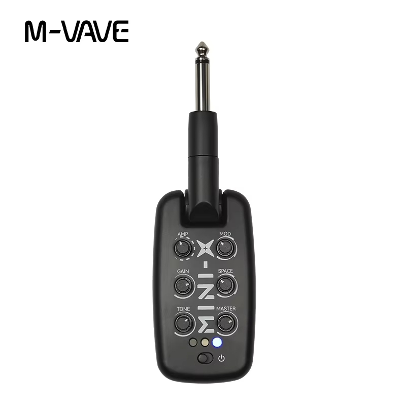 M-VAVE MINI-X เครื่องขยายเสียงหูฟังกีตาร์เบสแบบพกพาชาร์จ Plug-In Amp ในตัว 9 เสียงเครื่องขยายเสียงที