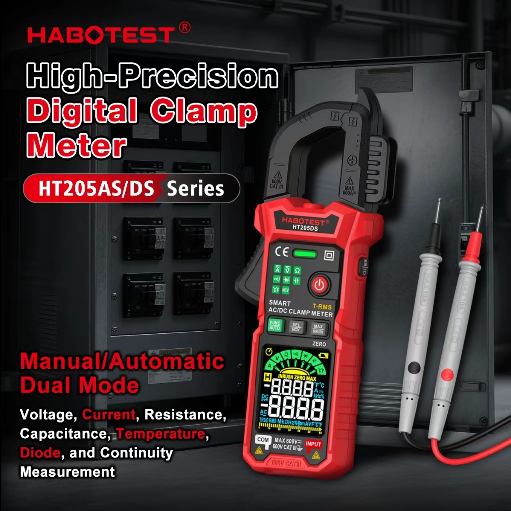 HABOTEST HT205AS/DS AC/DC Current Clamp Meter มัลติมิเตอร์ NCV T-RMS มัลติมิเตอร์วัดคว Capacitanc