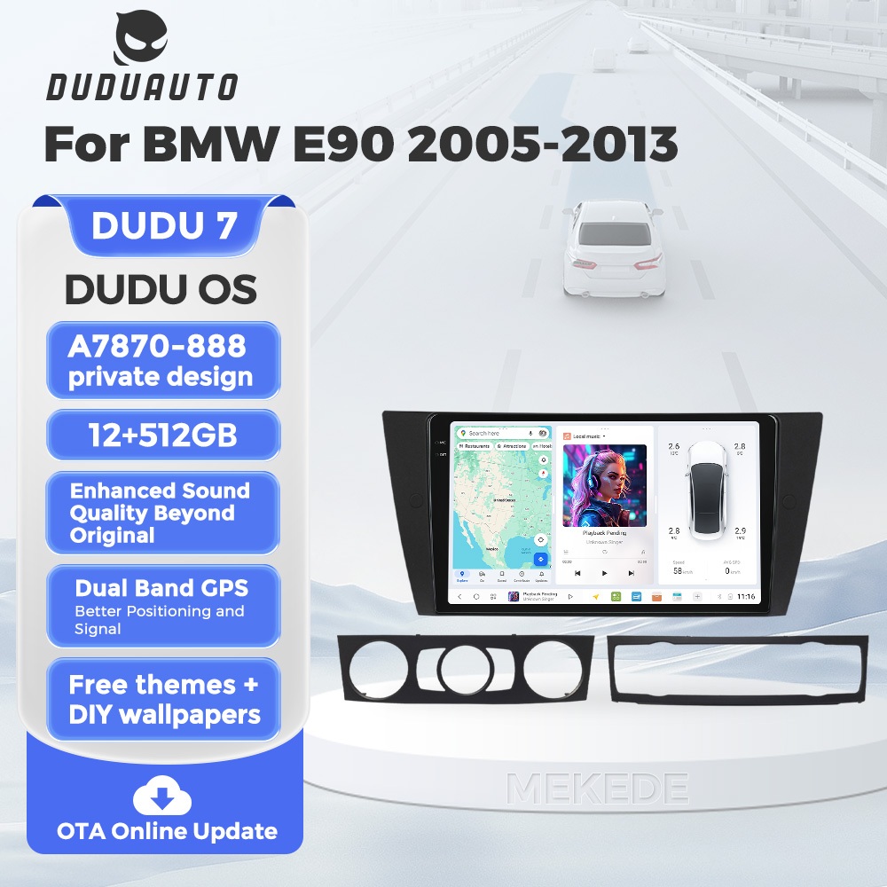 MEKEDE DUDUAUTO เหมาะสําหรับ BMW E90 2005-2013 ดัดแปลง Android Carplay หน้าจอนําทางภาพย้อนกลับ