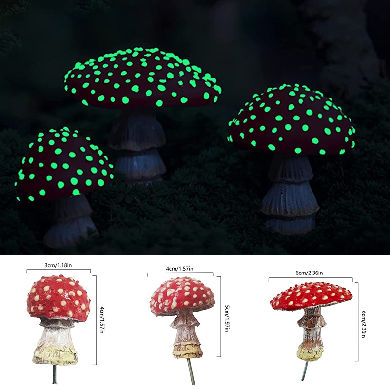 1PC Luminous เห็ดเรืองแสงใน Dark Red เห็ดเรซิ่นหัตถกรรม Miniatures เครื่องประดับ Fairy Garden Micro ภูมิทัศน์ตกแต่งบ้าน