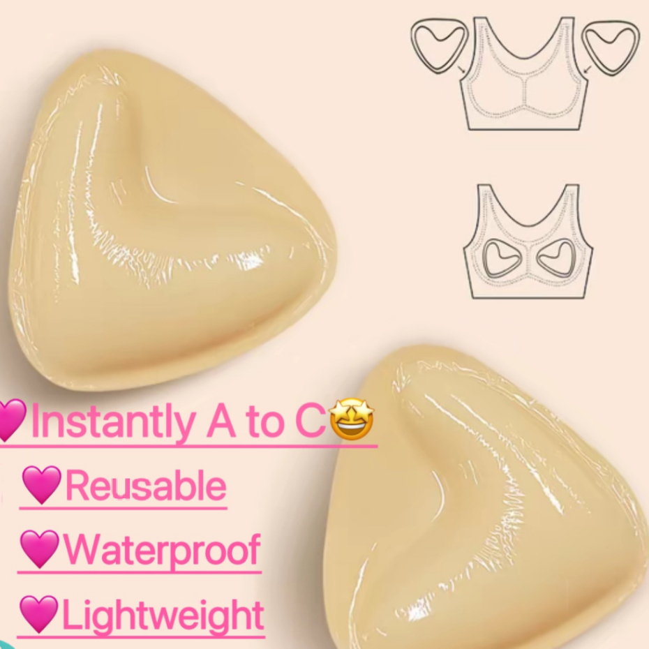 Pushup Pad Insert Invisible Bra Instant Pushup Bra Pads Reusable Self-Adhesive Silicone Chest Pad