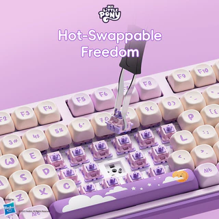 My Little Pony GK01 Mechanical Keyboard คีย์บอร์ดเกมมิ่งมีไฟแบ็คไลท์ RGB 101 ปุ่ม คีย์บอร์ดไร้สาย เชื่อมต่อได้ 3 ระบบ