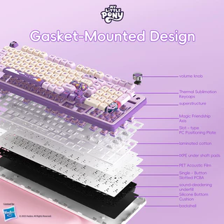 My Little Pony GK01 Mechanical Keyboard คีย์บอร์ดเกมมิ่งมีไฟแบ็คไลท์ RGB 101 ปุ่ม คีย์บอร์ดไร้สาย เชื่อมต่อได้ 3 ระบบ