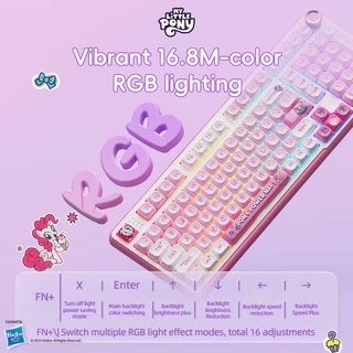 My Little Pony GK01 Mechanical Keyboard คีย์บอร์ดเกมมิ่งมีไฟแบ็คไลท์ RGB 101 ปุ่ม คีย์บอร์ดไร้สาย เชื่อมต่อได้ 3 ระบบ