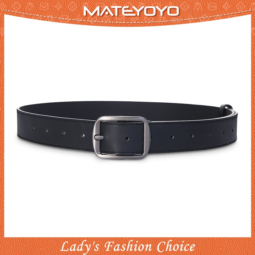 MATEYOYO เข็มขัดแฟชั่นผู้หญิง ดีไซน์หัวเข็มขัดแบบเข็มย้อนยุคหรูหรา ปรับขนาดได้ สำหรับเด็กผู้หญิงและสุภาพสตรี ทำจากหนัง PU นุ่ม สายยาว เข็มขัดคาดเอว