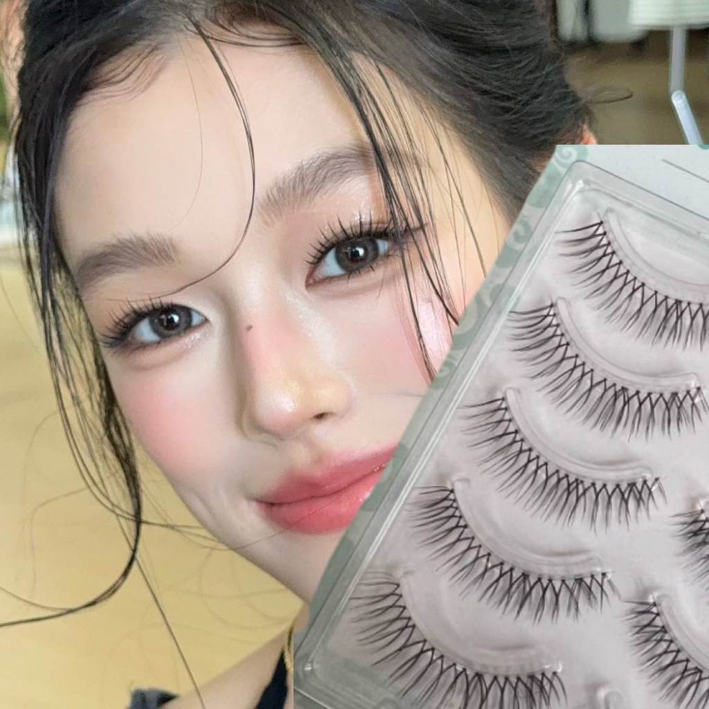 5 คู่ขนตาปลอมก้านโปร่งใส V-รูปมังงะตาธรรมชาติ Wispy สไตล์เกาหลี Lash Extension